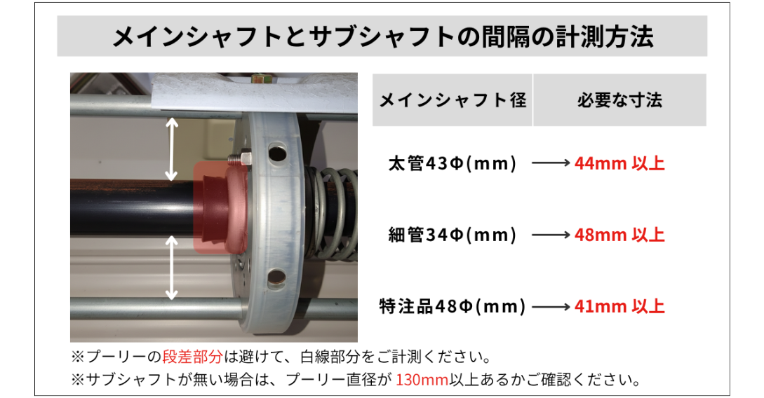 メインシャフト、サブシャフト計測方法画像